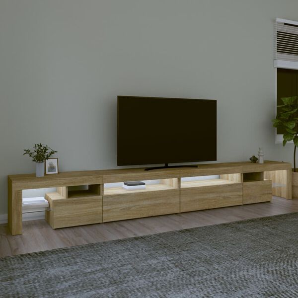 vidaXL Mobile Porta TV con Luci LED Rovere Sonoma 290x36,5x40 cm