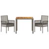 vidaXL Set da Pranzo per Giardino 3 pcs Grigio polyrattan