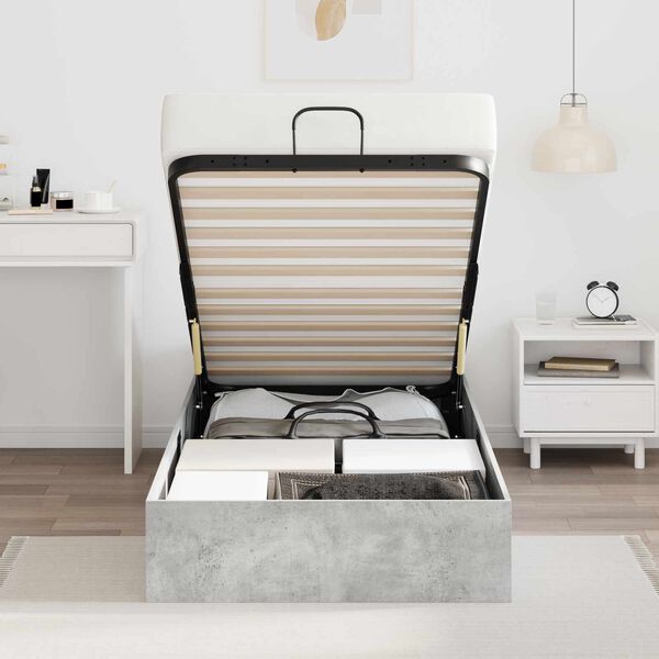 vidaXL Letto ottomano Grigio Cemento 90 x 200 cm Legno ingegnerizzato