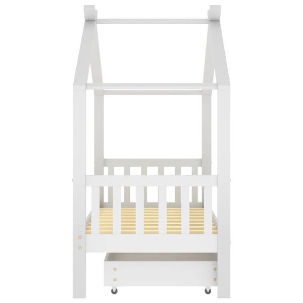 vidaXL Giroletto per Bambini con Cassetto Bianco Legno Pino 80x160 cm