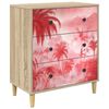 vidaXL Cassettiera AACHEN Stampa di palme rosa 66 x 36,5 x 75 cm