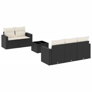 vidaXL Set Divano da Giardino 6 pz con Cuscini Nero in Polyrattan