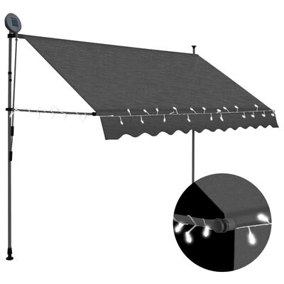 vidaXL Tenda da Sole Retrattile Manuale con LED 250 cm Antracite