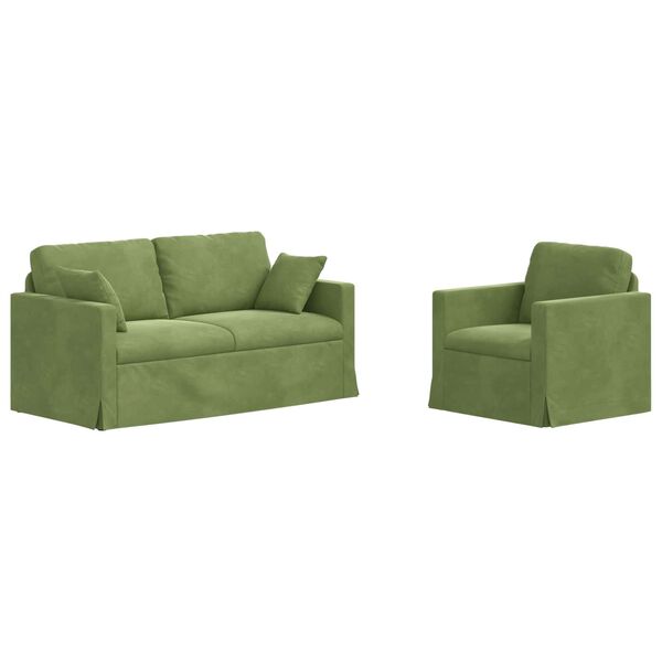 vidaXL Divano 2 pcs Verde chiaro 158 x 78 x 80 cm Velluto