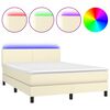vidaXL Giroletto a Molle con Materasso e LED Crema 140x200 cm