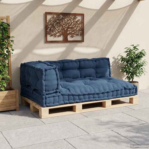 vidaXL Cuscino per Divano Pallet 3 pcs Indaco 120 x 80 x 38 cm Tessuto