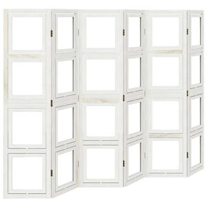vidaXL Divisorio Ambienti 6Pannelli Bianco Legno Massello di Paulownia