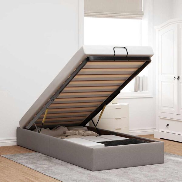 vidaXL Struttura Letto Pouf senza Materasso Tortora 100x200cm Tessuto