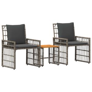 vidaXL Set di Mobili da Esterno 3 pz Nero e Grigio scuro