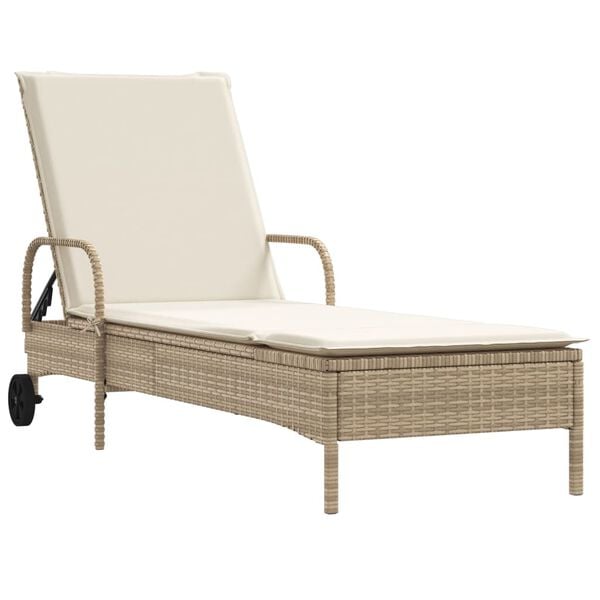 vidaXL Lettini Prendisole 2 pz con Cuscini Beige in Polyrattan