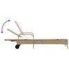 vidaXL Lettino Prendisole con Ruote e Cuscino in Polyrattan Beige