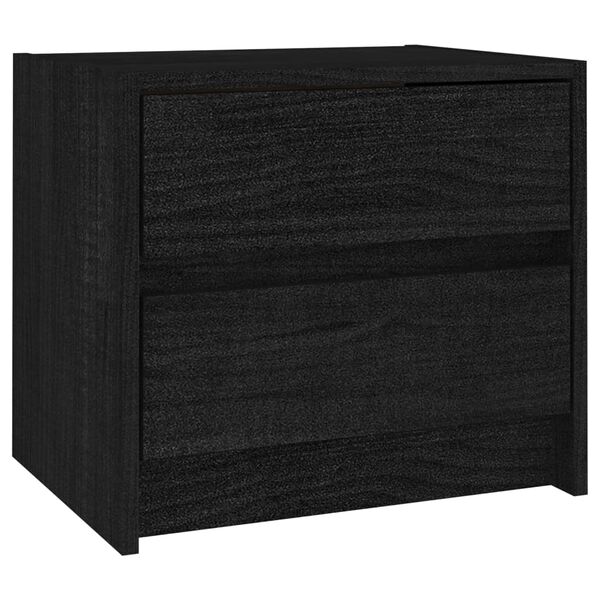 vidaXL Comodini 2 pz Neri 40x30,5x35,5 cm in Legno Massello di Pino