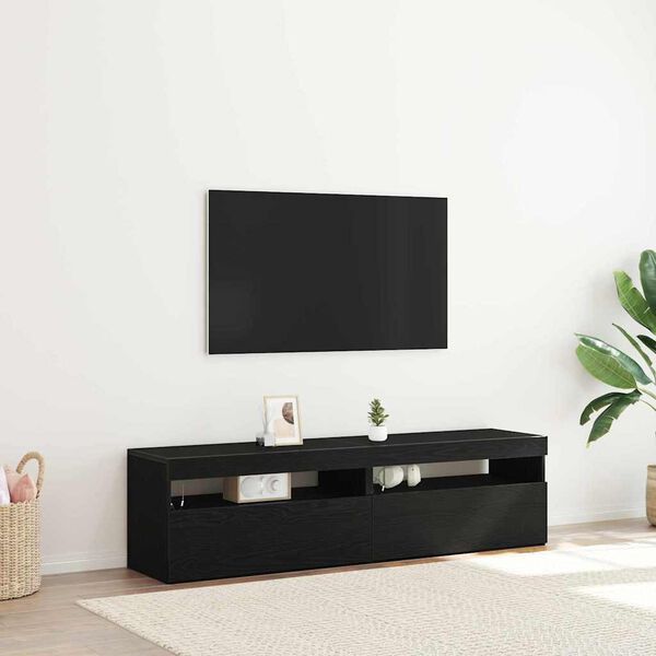 vidaXL Mobile TV 2 pcs Rovere Nero 75 x 35 x 40 cm Legno multistrato