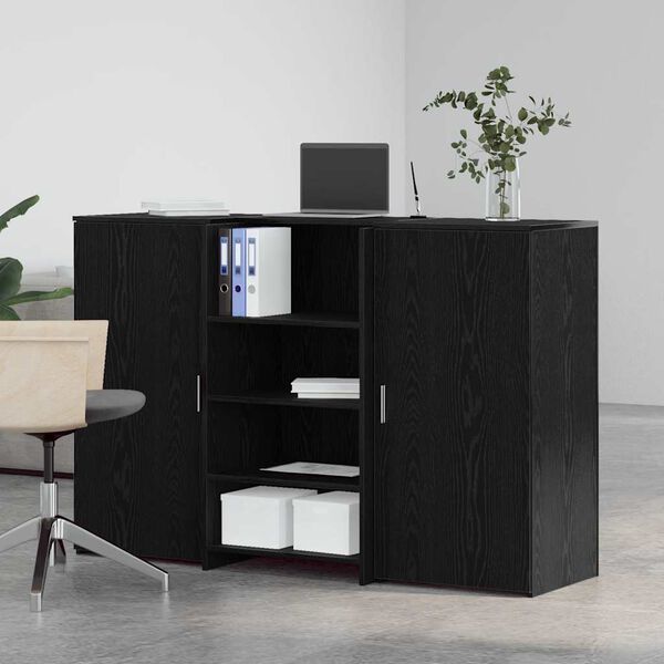 vidaXL Banco Reception Rovere Nero 155x50x103,5 cm Legno Multistrato
