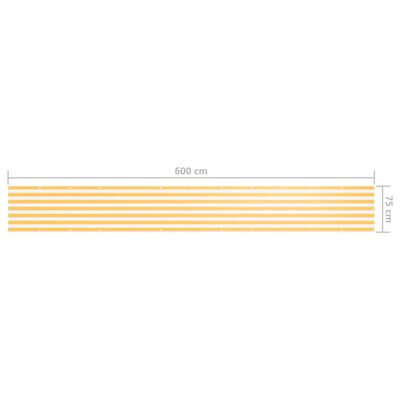 vidaXL Paravento da Balcone Bianco e Giallo 75x600 cm Tessuto Oxford