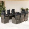vidaXL Set da Pranzo da Giardino 9 pz con Cuscini in Polyrattan Grigio