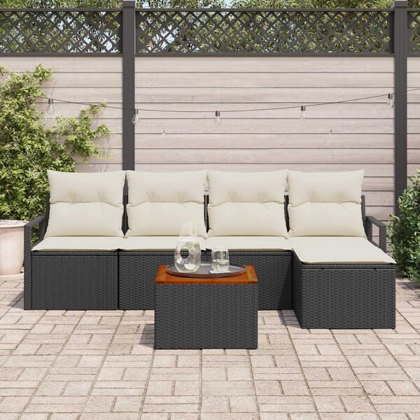vidaXL Set Divano da Giardino 6 pcs Nero e bianco