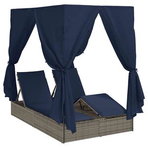 vidaXL Lettino da sole doppio Nero polyrattan