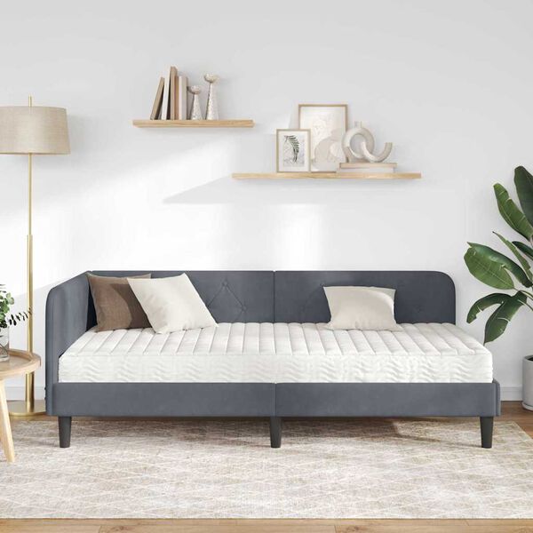 vidaXL Cornice del letto ad angolo Grigio scuro 100 x 200 cm Velluto