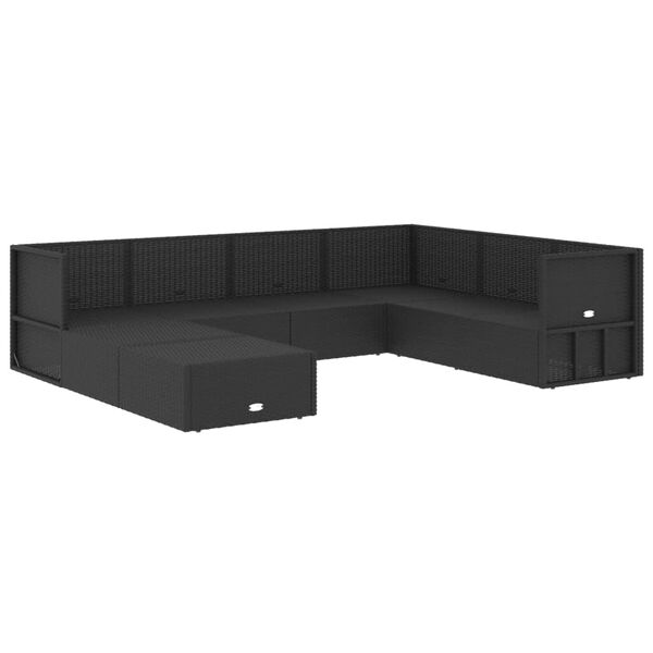 vidaXL Set Mobili da Giardino con Cuscini 8 pz Nero in Polyrattan
