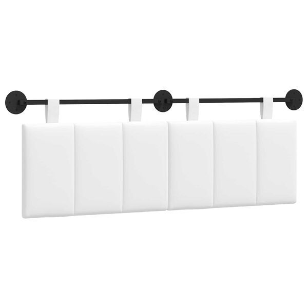 vidaXL Testata appesa Rigato Bianco 150 x 55 x 5 cm Tessuto