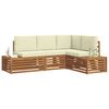 vidaXL Set di divani da esterno con cuscino 4 Pezzo Naturale e Crema