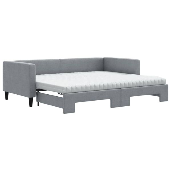 vidaXL Divano Letto Estraibile Materassi Grigio Chiaro 90x190 Tessuto