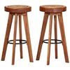 vidaXL Sgabelli da Bar 2 pz in Vera Pelle e Legno Massello di Acacia