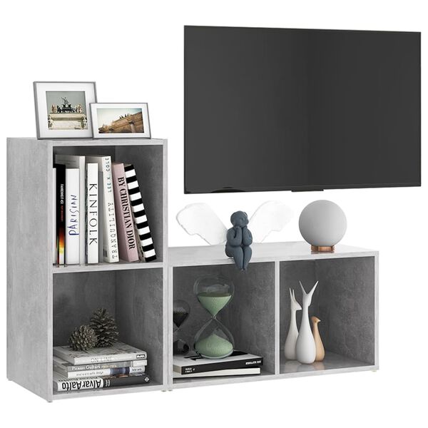 vidaXL Mobili TV 2 pz Grigio Cemento 72x35x36,5cm in Legno Multistrato