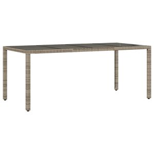 vidaXL Tavolo da Giardino Piano in Vetro Grigio 190x90x75cm Polyrattan