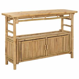 vidaXL Tavolo consolle con lo scaffale Naturale 110 x 35 x 75 cm Bamb&ugrave;