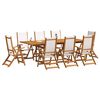 vidaXL Set Pranzo da Giardino 9pz Legno Massello di Acacia e Textilene