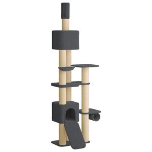 vidaXL Albero tiragraffi da pavimento a soffitto con palo in sisal