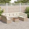 vidaXL Set Divano da Giardino con cuscino 10 pcs Beige Poly Rattan