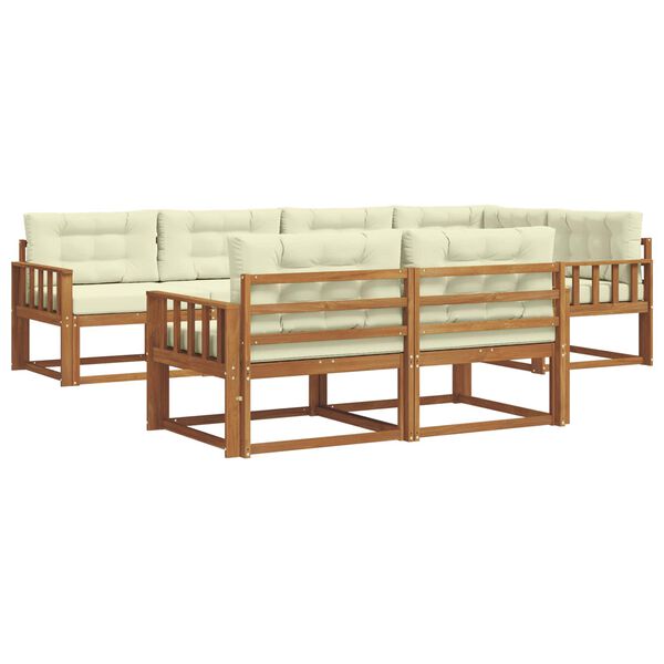 vidaXL Set di divani da esterno con cuscino 7 pcs Naturale e Crema