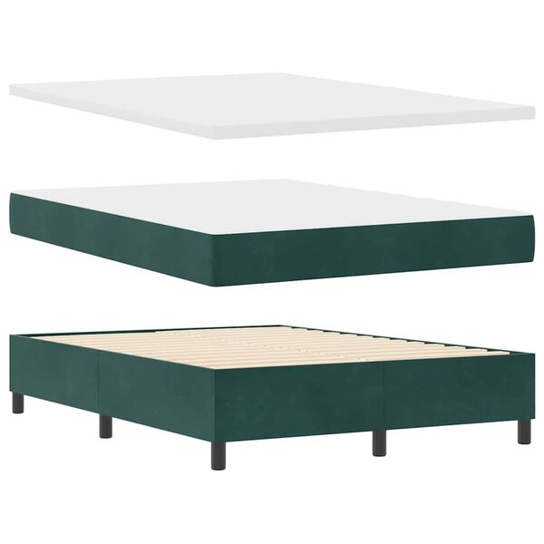 vidaXL Letto a molle con materasso Verde scuro 140 x 200 cm Velluto