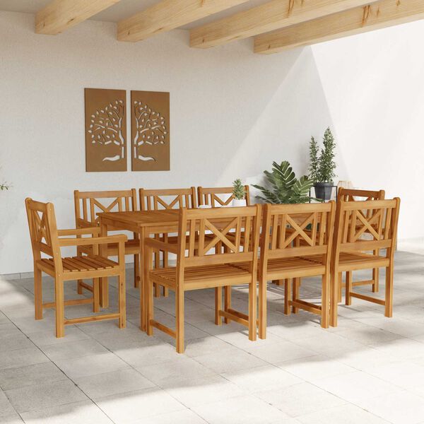 vidaXL Set da Pranzo per Giardino 9 pcs Marrone