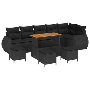 vidaXL Set Divano da Giardino 10 pcs Nero polyrattan
