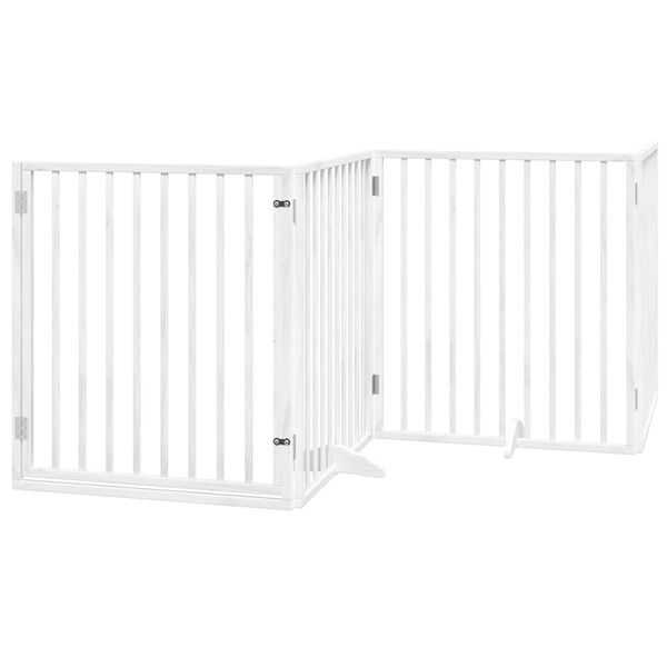 vidaXL Cancello Cani Porta Pieghevole Bianco 10 Pannelli 800 cm Pioppo