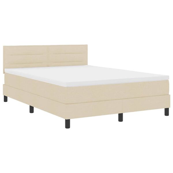 vidaXL Letto a molle con testiera Crema 140 x 200 cm Tessuto