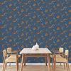 DUTCH WALLCOVERINGS Carta da Parati Flower Blu Scuro e Bronzo