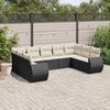 vidaXL Set Divani da Giardino 9 pz con Cuscini Nero in Polyrattan