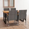 vidaXL Set da Pranzo per Giardino 5 pz con Cuscini Polyrattan Grigio