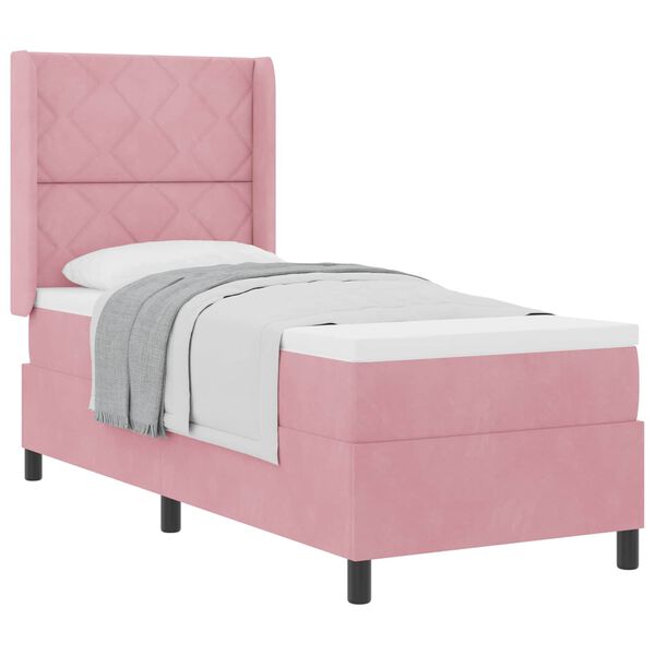 vidaXL Letto a molle con materasso Rosa 80 x 200 cm Velluto