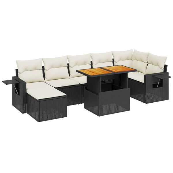 vidaXL Set Divani da Giardino con Cuscini 8 pz Nero in Polyrattan