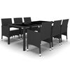 vidaXL Set da Pranzo Giardino 7 pz Polyrattan e Vetro Temperato Nero