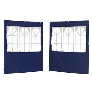 vidaXL Parete per tenda da festa 2 pz 200 x 195 cm Blu PE e Acciaio