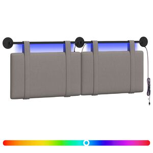 vidaXL Testiera sospesa Con luce LED Tortora Tessuto