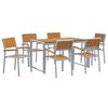 vidaXL Set da Pranzo per Giardino 7 pz Grigio Legno di Acacia Massello