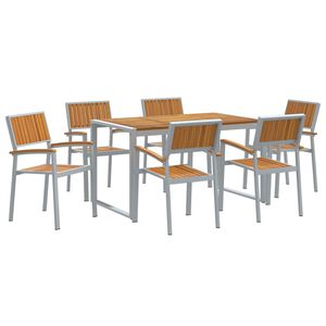 vidaXL Set da Pranzo per Giardino 7 pz Grigio Legno di Acacia Massello